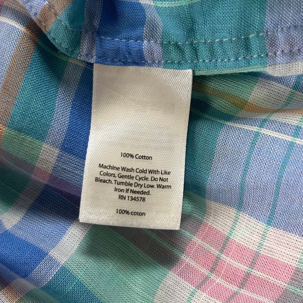 Vineyard Vines Shirt Mens XL Pastel Plaid Classic Fit Tucker Short Sleeve Cotton - Picture 5 of 8